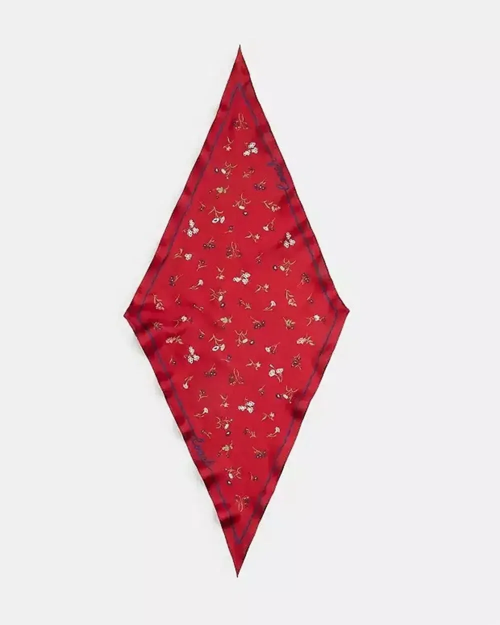 NWT Coach Tossed Floral Print Silk Diamond Scarf CAP46 Enamel Red